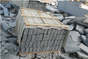 G654 Granite Rough-Picked Kerbstone, China Dark Grey Granite Kerbs for Outside Road Stone
