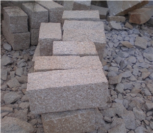 G682 Golden Yellow Granite Rough-Picked Kerbstone, China Yellow Granite Kerbs for Outside Road Stone
