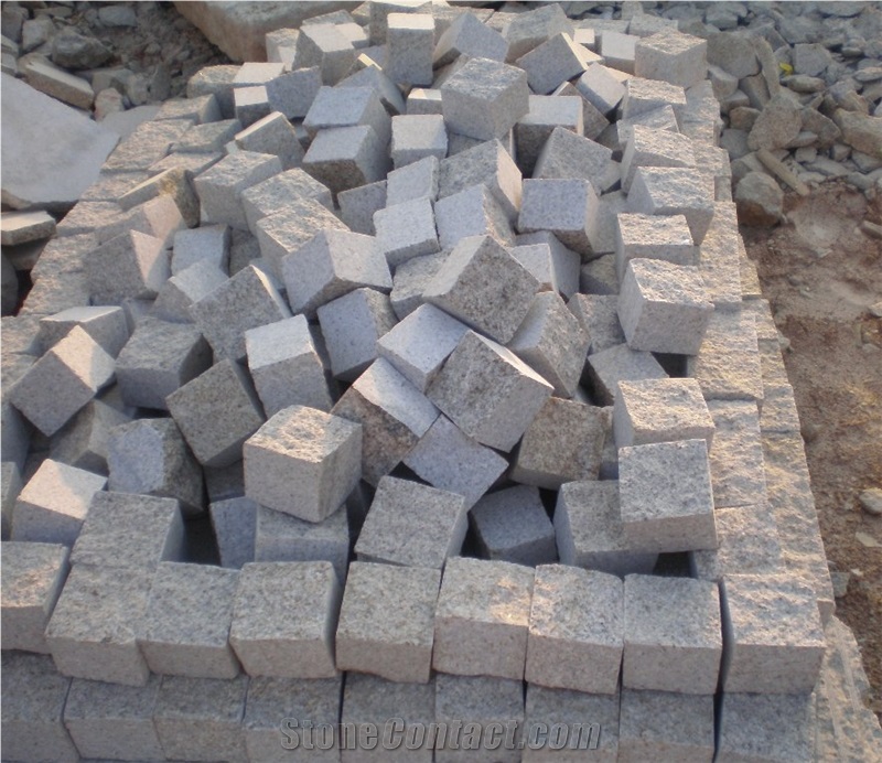 G682 Granite Sunset Gold Granite Pavers & Cube Stone, China Yellow Granite Pavers
