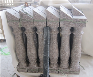 G687 Peach Red Granite Polished Baluster, China Cheapest Granite Baluster & Handrail