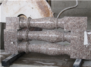 G687 Peach Red Granite Polished Baluster, China Cheapest Granite Baluster & Handrail