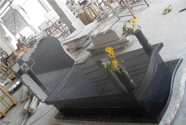 Hebei Black Granite Monument, China Absolute Black Granite Tombstone