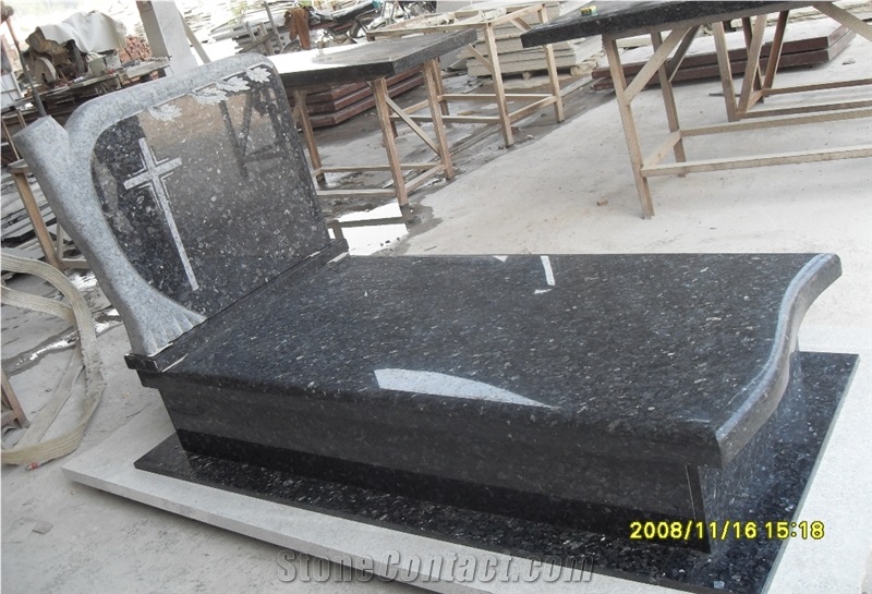 Labrador Blue Pearl Granite Tombstone, Norway Blue Granite Monument