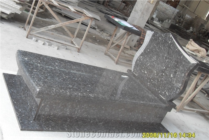 Labrador Blue Pearl Granite Tombstone, Norway Blue Granite Monument