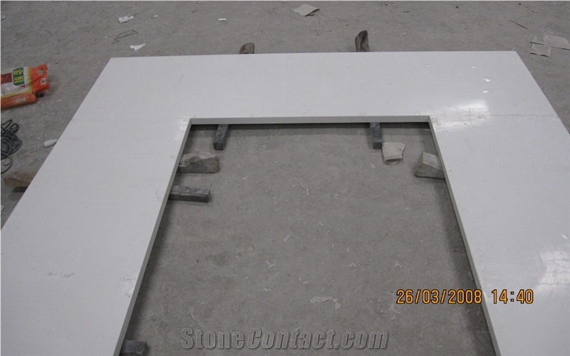 Pure White Micro Crystalized Stone Kitchen Bar Tops & Countertops