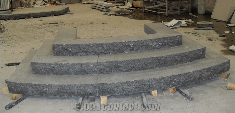 Snow Flake Grey Granite Stairs & Steps, China Dark Grey Granite Outdoor/Square Stairs