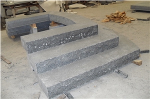 Snow Flake Grey Granite Stairs & Steps, China Dark Grey Granite Outdoor/Square Stairs