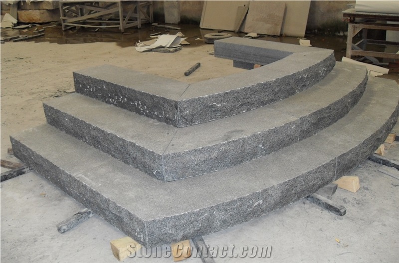 Snow Flake Grey Granite Stairs & Steps, China Dark Grey Granite Outdoor/Square Stairs