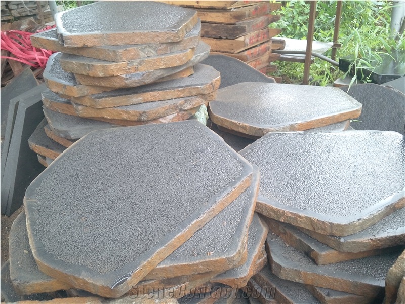 Black Basalt Step Stone Pavers -Bush Hammer Surface