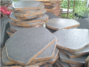 Black Basalt Step Stone Pavers -Bush Hammer Surface Black Basalt Step Stone Pavers -Bush Hammer Surface