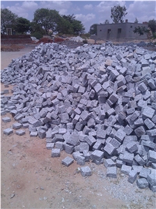 Grey Indian Cobble Stones, Cube Stones Granite