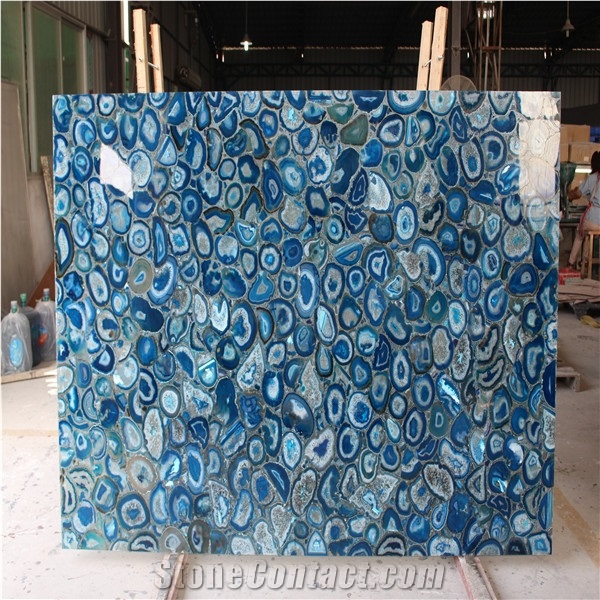 Nature Blue Onyx Backlit Slabs,Flooring,Agate Mosa, Semiprecious Stone