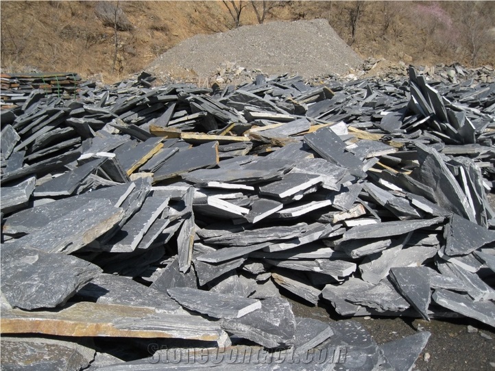 Black Irregular Flagstone, Black Slate Crazy Paving