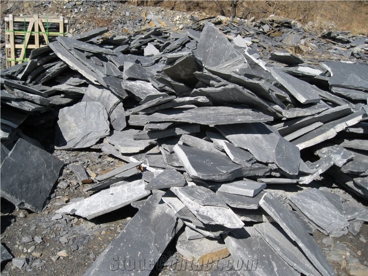 Black Irregular Flagstone, Black Slate Crazy Paving