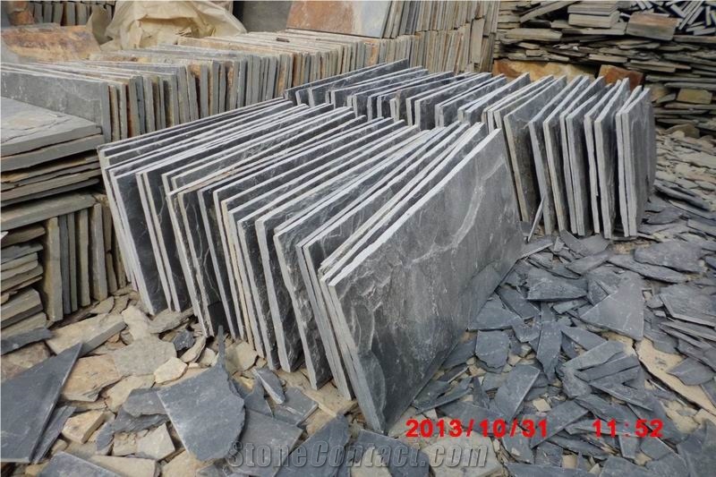 Black Mushroom Slate Tiles,Exterior Walling Cladding Tiles