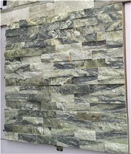Green Wave Marble Stacked Stone Ledger Panels- Green Wave Honed+Split Face Green Wave Marble Stacked Stone Ledger Panels- Green Wave Honed+Split Face