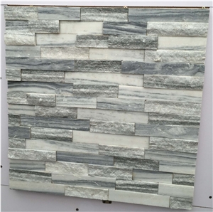 Green Wave Marble Stacked Stone Ledger Panels-Wave Green Split Face