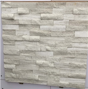 Oak White Marble Stacked Stone Ledger Panels-Oak White Split Face