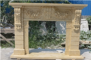Yellow Marble Fireplace Mantel