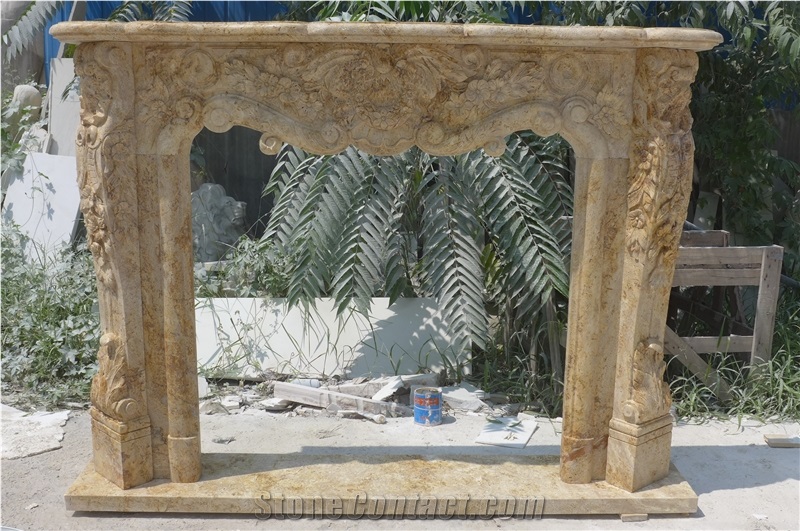 Yellow Marble Fireplace Mantel