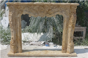 Yellow Marble Fireplace Mantel