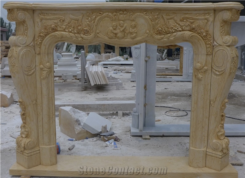 Yellow Marble Fireplace Mantel
