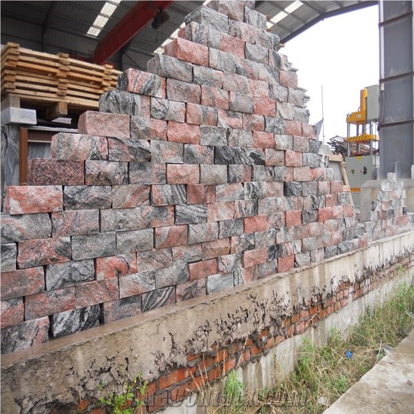 Multicolor Red Granite Mushroom Stone