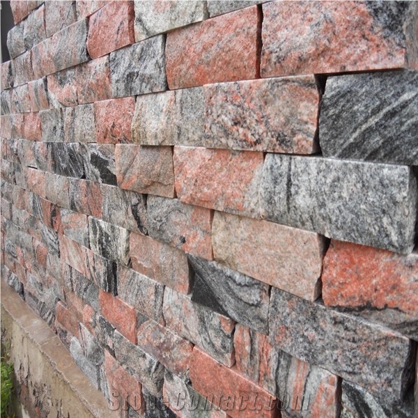 Multicolor Red Granite Mushroom Stone