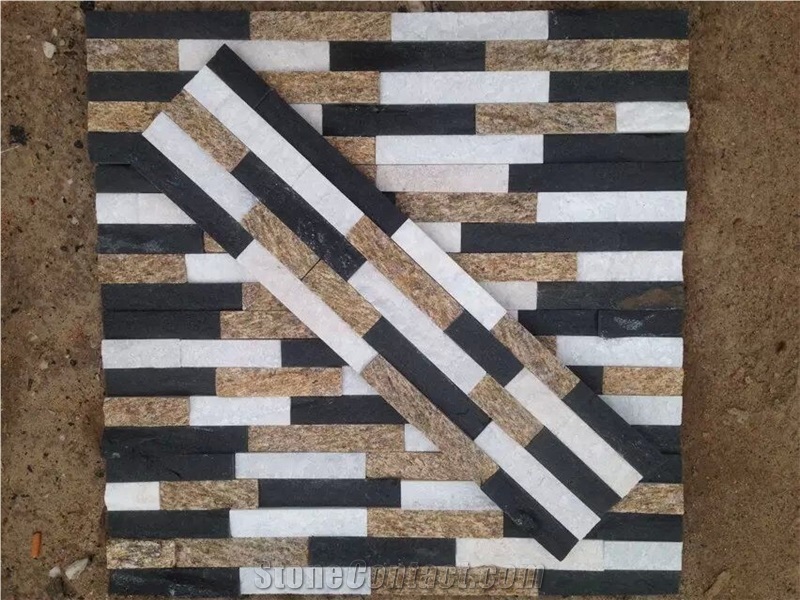 Black White and Yellow Quartz Cultured Stones