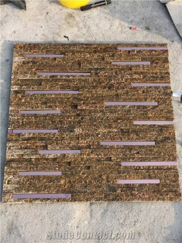 Brown Dark Yellow Tiger Skin Granite Stacked Stone