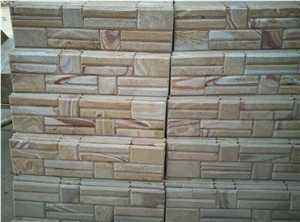China Rainbow Sandstone Cultured Stone Yellow Colorful Sawn Chips