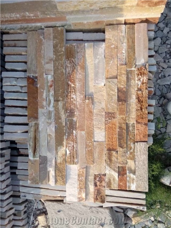 P014 Yellow Slate Culture Stone Wall Cladding