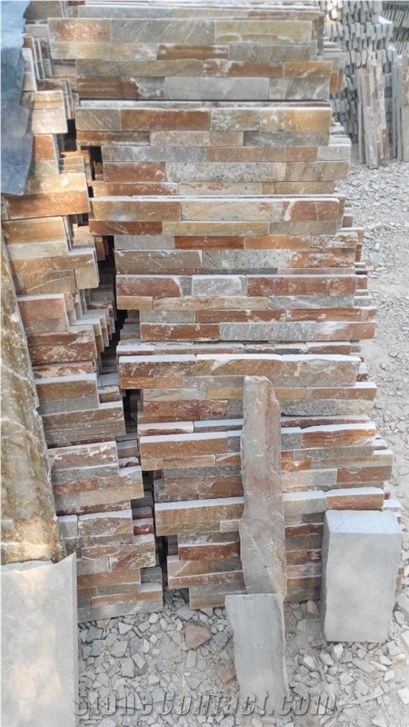 P014 Yellow Slate Culture Stone Wall Cladding