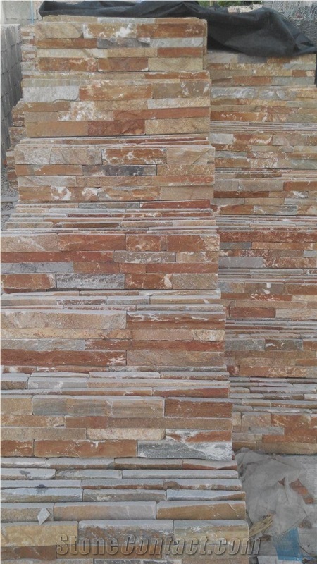 P014 Yellow Slate Culture Stone Wall Cladding