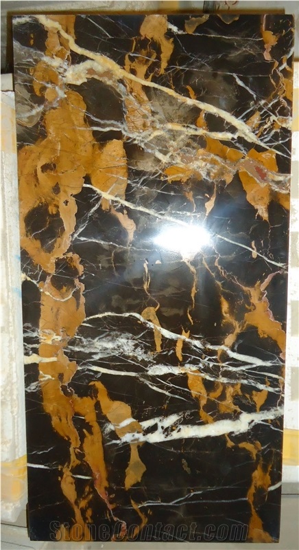 Nero Portoro Marble Slabs & Tiles, Black Gold Marble Slabs & Tiles
