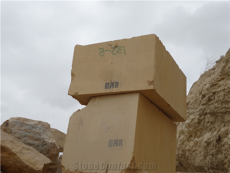 Yellow Raw Sandstone Blocks at Very Reasonable Rates - Smb Marble, Pakistan Yellow Sandstone
