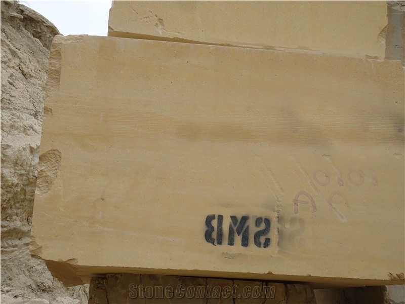Yellow Raw Sandstone Blocks at Very Reasonable Rates - Smb Marble, Pakistan Yellow Sandstone