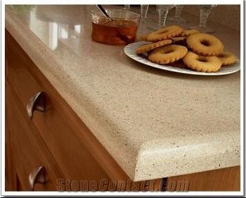Beige Quartz Stone Countertop Edge Detail