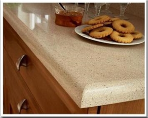 Beige Quartz Stone Countertop Edge Detail