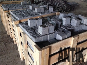 Split - Machine-Cut Cubes for Paving. Grey Ukraine Granite