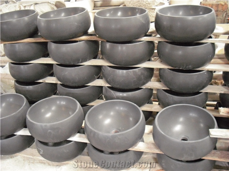 Fargo Absolute Black Wash Basin, Mongolia Black Bowl Sinks, Polished Black Basin Sinks for Kitchen & Bathroom