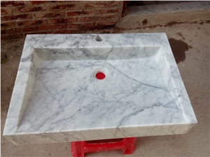 Fargo Bianco Carrara White Marble Basins, White Marble Rectangle Polished Sinks, White Square Wash Basins