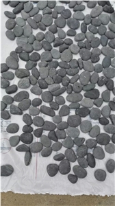 Fargo Black Flat River Pebbles Mesh, Natural River Stone Pattern