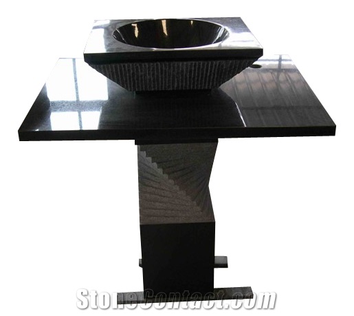 Fargo Black Granite Pedestal Basin Set, Black Bathroom Wash Sinks