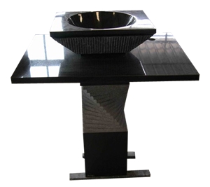 Fargo Black Granite Pedestal Basin Set, Black Bathroom Wash Sinks