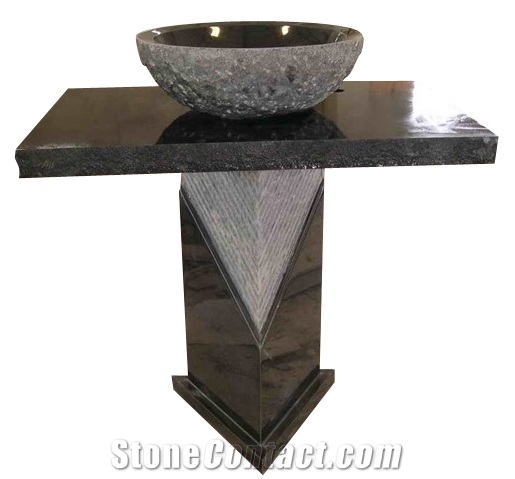 Fargo Black Granite Pedestal Basin Set, Black Bathroom Wash Sinks