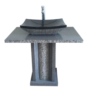 Fargo Black Granite Pedestal Basin Set, Black Bathroom Wash Sinks