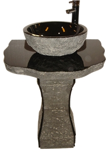 Fargo Black Granite Pedestal Basin Set, Black Bathroom Wash Sinks