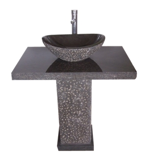 Fargo Black Granite Pedestal Basin Set, Black Bathroom Wash Sinks