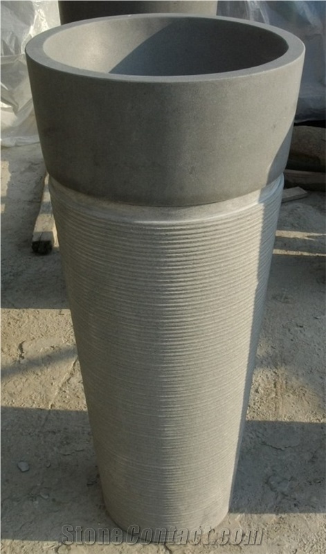 Fargo Chinese Grey Basalt Pedestal Bains, Honed Bathroom Sinks